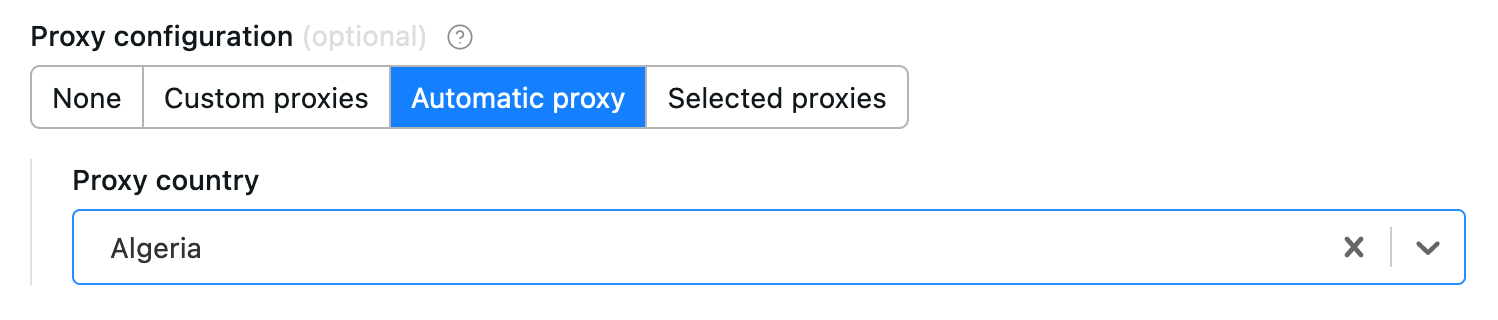 Apify Actor input schema proxy