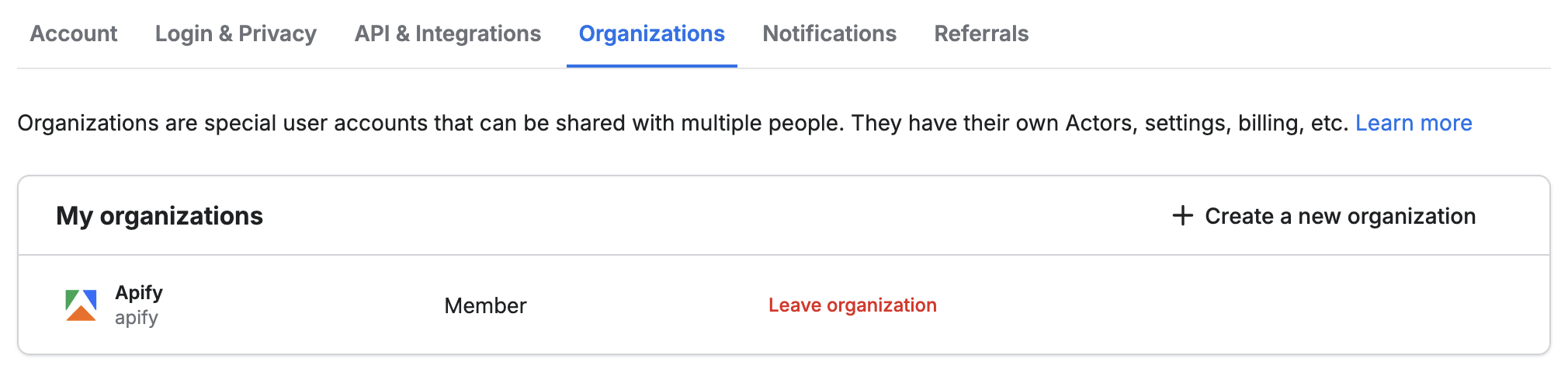 My organizations